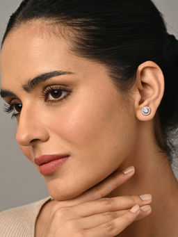 CLARA - 925 Silver Platinum Plated Pair Of Earrings