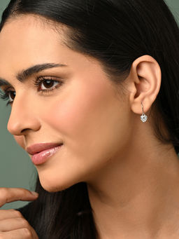 CLARA - 925 Silver Platinum Plated Pair Of Earrings