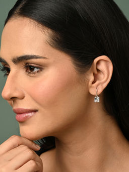 CLARA - 925 Silver Platinum Plated Pair Of Earrings