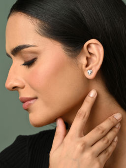 CLARA - 925 Silver Platinum Plated Pair Of Earrings