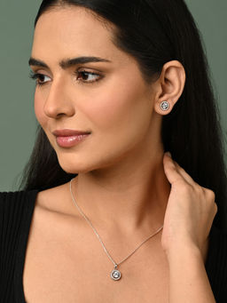 CLARA - 925 Silver Platinum Plated Jewellery Set (Set of 2)