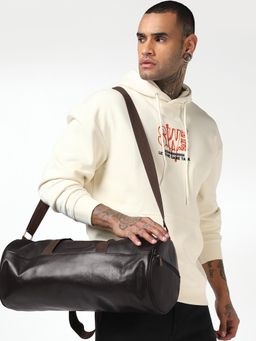 Bewakoof - Dc Unisex Brown Batman Logo Printed Leather Gym Bag