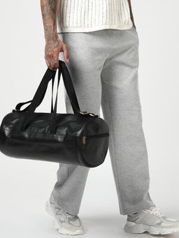 Bewakoof - Dc Unisex Black Batman Logo Printed Leather Gym Bag