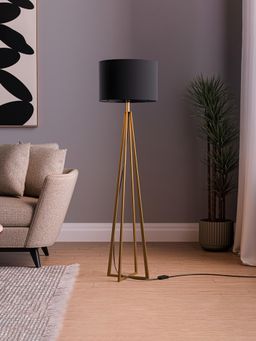 Kuber Industries - Tripod Floor Large Lamp For Bedroom | Bulb Not Included | Mi-1104 Golden & Black