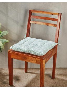 Fabindia - Blue Gulbagh Hand Block Geometric Cotton Polyfill Chair Pad