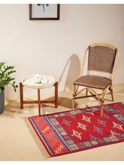 Fabindia - Red Hand Woven Woollen Cotton Dhurrie