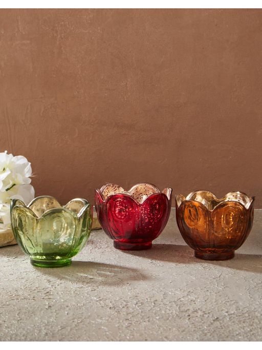 Fabindia Tulip Glass T-Light Holder Set Of 6