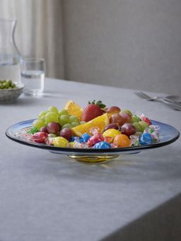 Smokey Cocktail - Royal Facet Crystal Centrepiece Platter-Blue