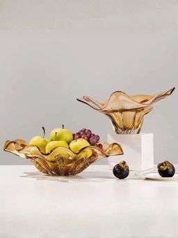 Smokey Cocktail - Yellow Crystal Luxe Decorative Centerpiece & Platter