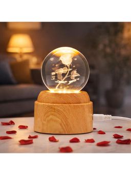 eCraftIndia - I Love You Rose Flower Transparent Crystal Ball Night Lamp
