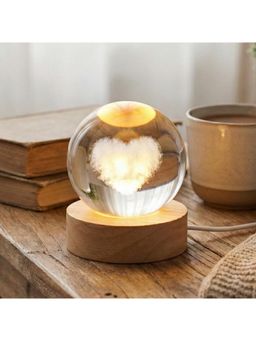 eCraftIndia - 3D Love Heart Transparent Crystal Ball Night Lamp