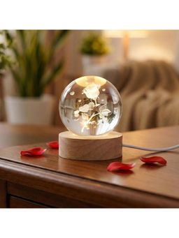 eCraftIndia - I Love You Rose Galaxy Transparent Crystal Ball Night Lamp