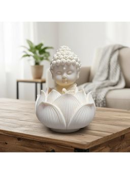 eCraftIndia - White Lotus Baby Buddha Statue Showpiece For Home Decor
