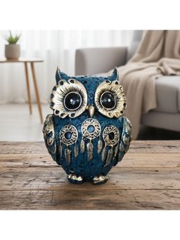 eCraftIndia - Resin Blue Golden Owl Showpiece For Home Decor