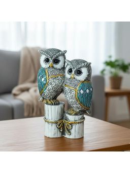 eCraftIndia - Resin Blue Owl Couple Showpiece For Home Decor