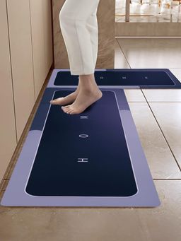 Cortina - 2Pcs L-Shape Waterproof Kitchen Runner Memory Foam Floor Mat- Black
