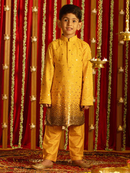 Vastramay - Boys Yellow Kurta Pyjama (Set of 2)