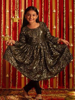 Vastramay - Girls Black Kurta With Churidar (Set of 2)