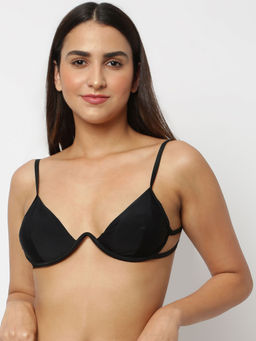 Missguided - Black Underwire U Tie Back Bikini Top