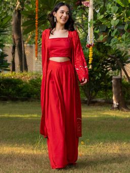 HOUSE OF JAMOTI - Scarlet Red Co-Ord (Set of 3)