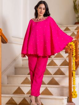 HOUSE OF JAMOTI - Hot Pink Poncha Co-ord (Set of 2)
