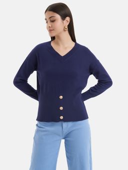 Kazo - Button Detail Batwing Pullover