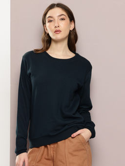 DILLINGER - Womens Relaxed Fit Plain Long Sleeve Navy Blue Sweatshirt