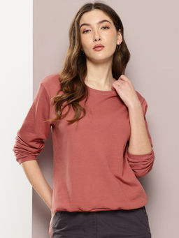 DILLINGER - Womens Relaxed Fit Plain Long Sleeve Mauve Sweatshirt