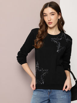 DILLINGER - Womens Relaxed Fit Sequence Long Sleeve Black Sweatshirt