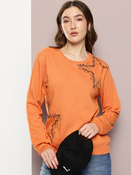 DILLINGER - Womens Relaxed Fit Sequence Long Sleeve Orange Sweatshirt