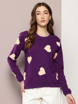 DILLINGER - Womens Relaxed Fit Printed Long Sleeve Purple Sweatshirt
