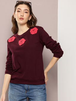DILLINGER - Womens Relaxed Fit Long Sleeve Burgundy Sweatshirt