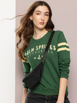 DILLINGER - Womens Relaxed Fit Embroidered Long Sleeve Green Sweatshirt