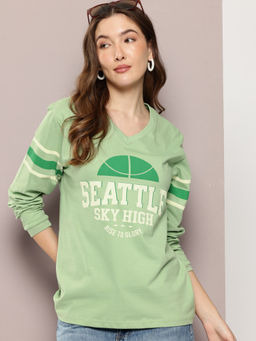 DILLINGER - Womens Oversized Long Sleeve Green T-Shirt