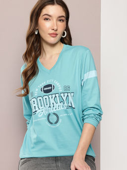 DILLINGER - Womens Oversized Long Sleeve Blue T-Shirt