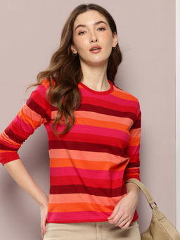 DILLINGER - Womens Regular Fit Long Sleeve Striped Multi-Colour T-Shirt
