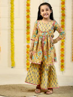 The Mom Store - Girls Sunera Floral Print Anarkali Kurta and Sharara (Set of 2)