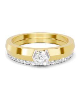 SPARQ - Lab Grown Diamond 0.25CT Round 925 Sterling Silver Gold Plated Band Ring for Men