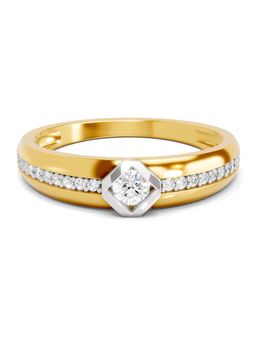 SPARQ - Lab Grown Diamond 0.34CT Round 925 Sterling Silver Gold Plated Band Ring for Men