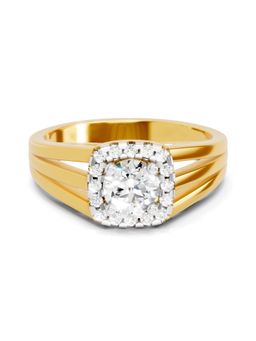 SPARQ - Lab Grown Diamond 0.61CT Round 925 Sterling Silver Gold Plated Halo Ring for Men
