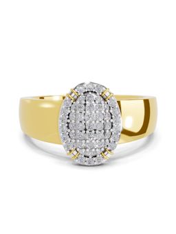 SPARQ - Lab Grown Diamond 0.44CT Round 925 Sterling Silver Gold Plated Cluster Ring for Men