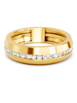 SPARQ - Lab Grown Diamond 0.44CT Round 925 Sterling Silver Gold Plated Band Ring for Men