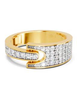 SPARQ - Lab Grown Diamond 0.51CT Round 925 Sterling Silver Gold Plated Band Ring for Men