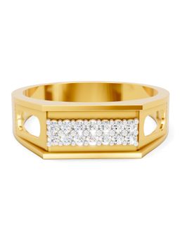 SPARQ - Lab Grown Diamond 0.26CT 925 Sterling Silver Gold Plated Diamond Bar Ring for Men