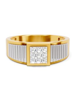 SPARQ - Lab Grown Diamond 0.14CT Round 925 Sterling Silver Gold Plated Cluster Ring for Men