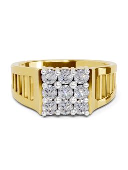 SPARQ - Lab Grown Diamond 0.41CT Round 925 Sterling Silver Gold Plated Ring for Men
