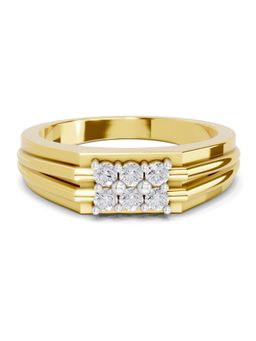 SPARQ - Lab Grown Diamond 0.32CT Round 925 Sterling Silver Gold Plated Ring for Men