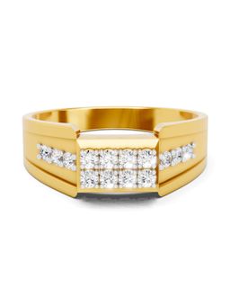 SPARQ - Lab Grown Diamond 0.35CT Round 925 Sterling Silver Gold Plated Ring for Men