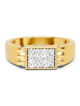 SPARQ - Lab Grown Diamond 0.26CT Round 925 Sterling Silver Gold Plated Cluster Ring for Men