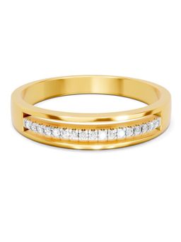 SPARQ - Lab Grown Diamond 0.09CT Round 925 Sterling Silver Gold Plated Ring for Men